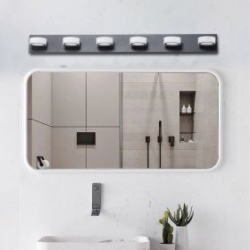 LED Modern Black 6-Light Vanity Lights Fixtures Over Mirror Bath Wall Lighting