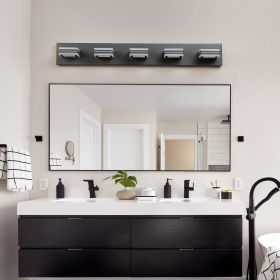 LED Modern Black Vanity Lights, 5-Lights Acrylic Matte Black Bathroom Vanity Lights Over Mirror