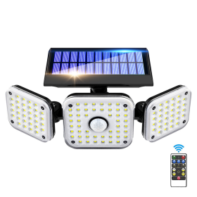 112LED Solar Lights Outdoor, 3 Adjustable Heads, 270°Wide Angle, IP65 Waterproof, Black, 1Pack