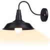 10" Wall mounted light features classic black dome lampshade and vintage gooseneck hanging rod for bringing industrial style for home and commercial