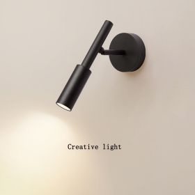 Bedroom Wall Light Bulb Living Room Study Reading Lamp (Option: White Light-Black)