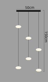 Modern Minimalist Bedroom Bedside Bar Pendant Lamp (Option: Long disc with 6heads-Tricolor light)