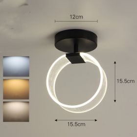 Creative Light Luxury Net Red Line Guide Ceiling Porch Lamp (Option: Black-The circle-Tricolor light)