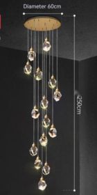 Duplex Stair Long Crane Crystal Lamp (Option: White Light-20 Heads)