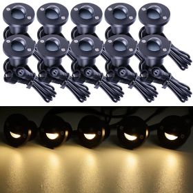 10pcs Warm White LED Deck Lights Set with Transformer & Wire (Color: as picture)